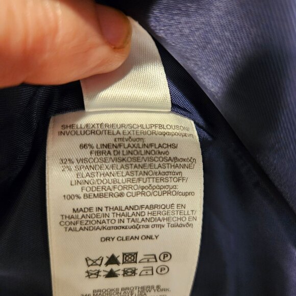 Books Brothers Womens10 Blue linen blend skirt suit lined fancy buttons notched - Picture 14 of 16